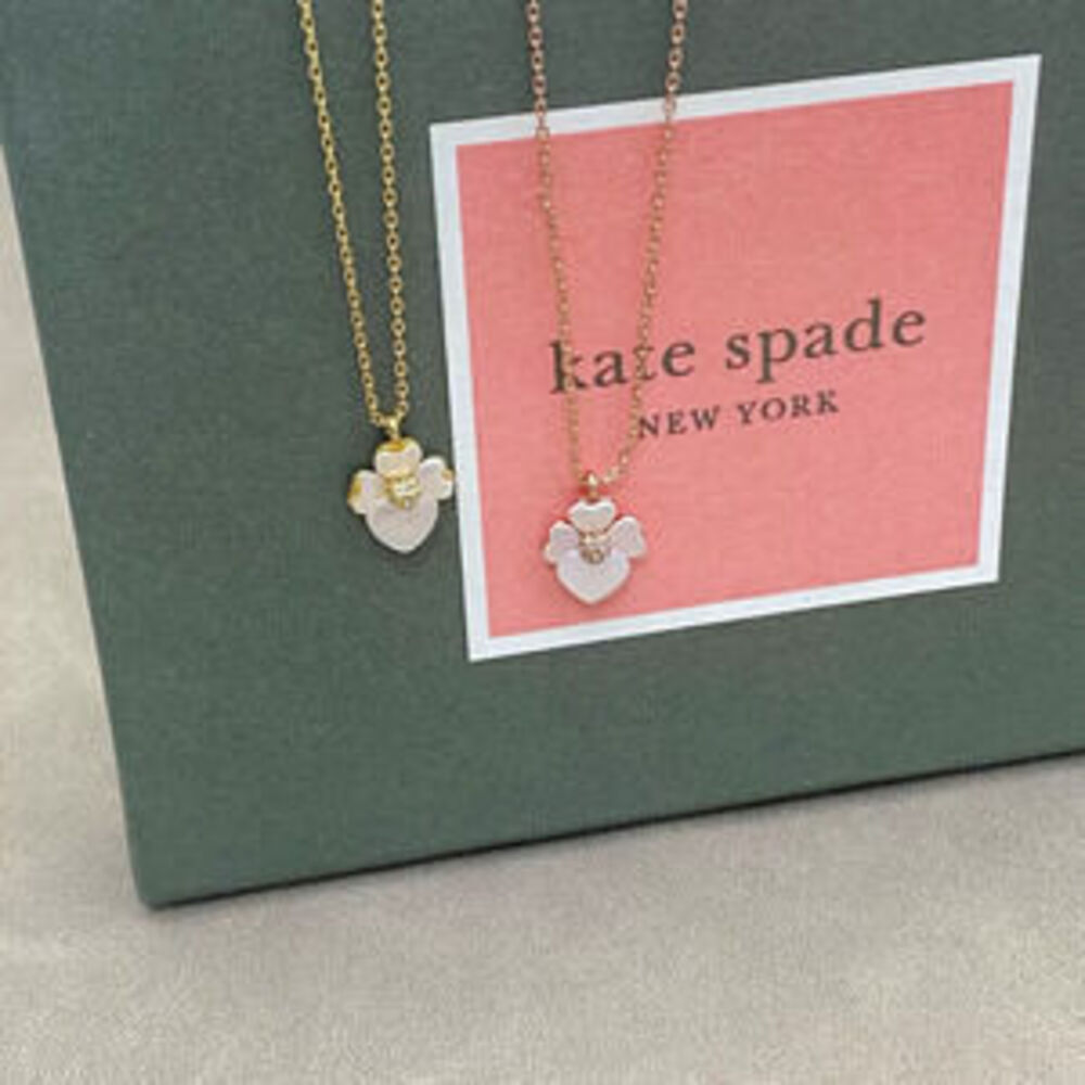 kate spade Natural Shell Inlay Flower Metal Necklace
